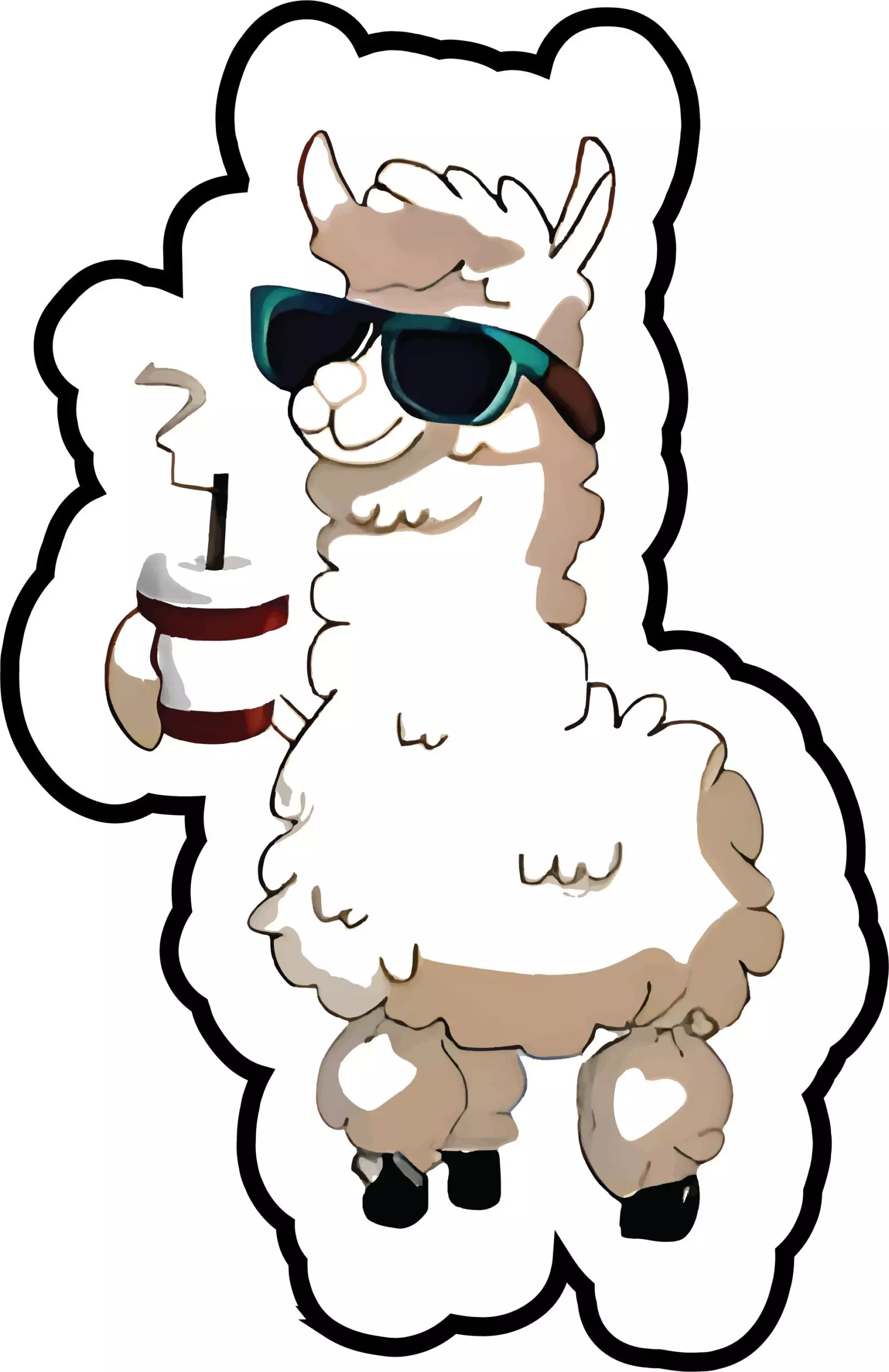 Llama holding coffee - Coffee - Sticker