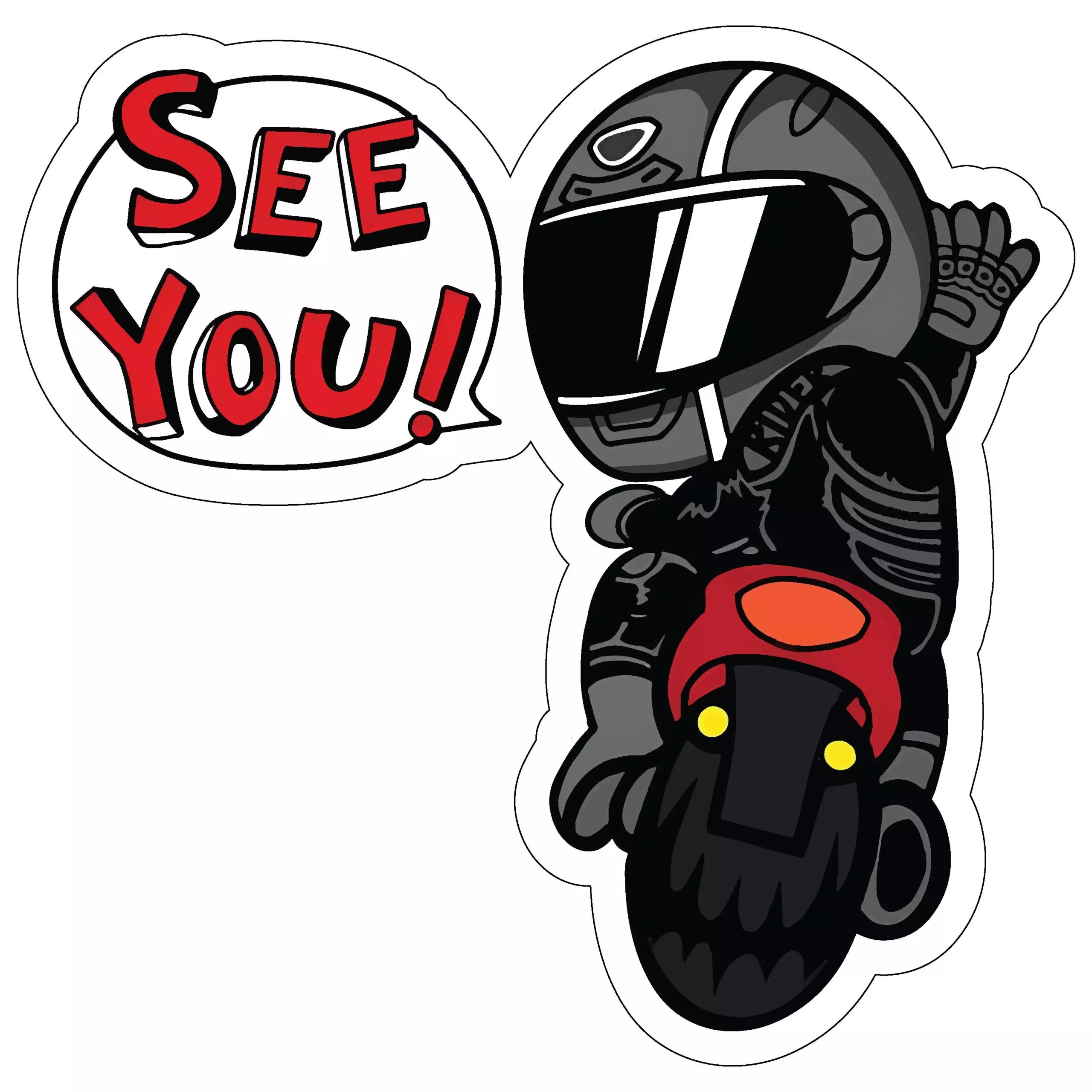 See You! Biker Chibi - Meme - Sticker