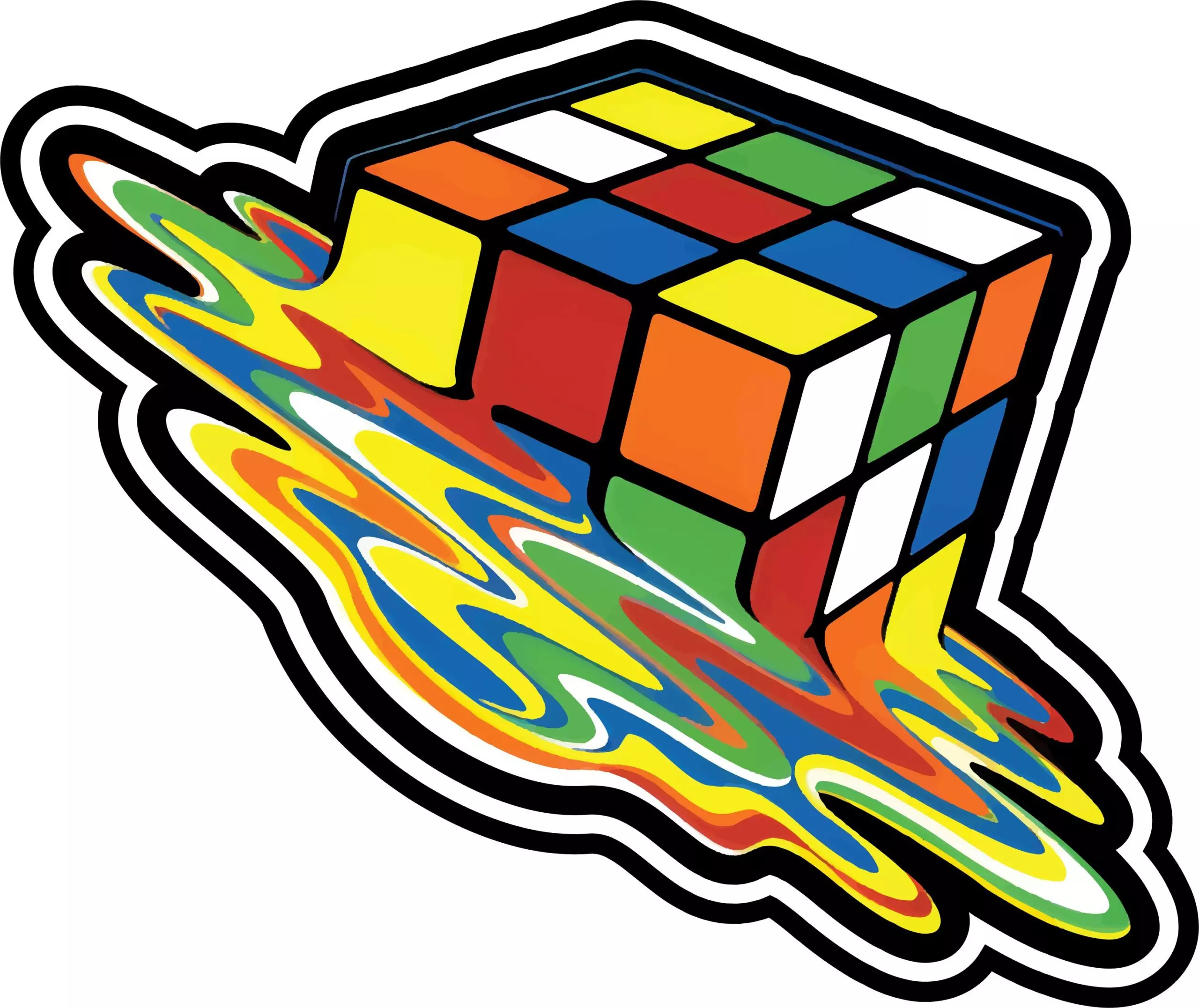 Melting Rubix Cube - Meme - Sticker