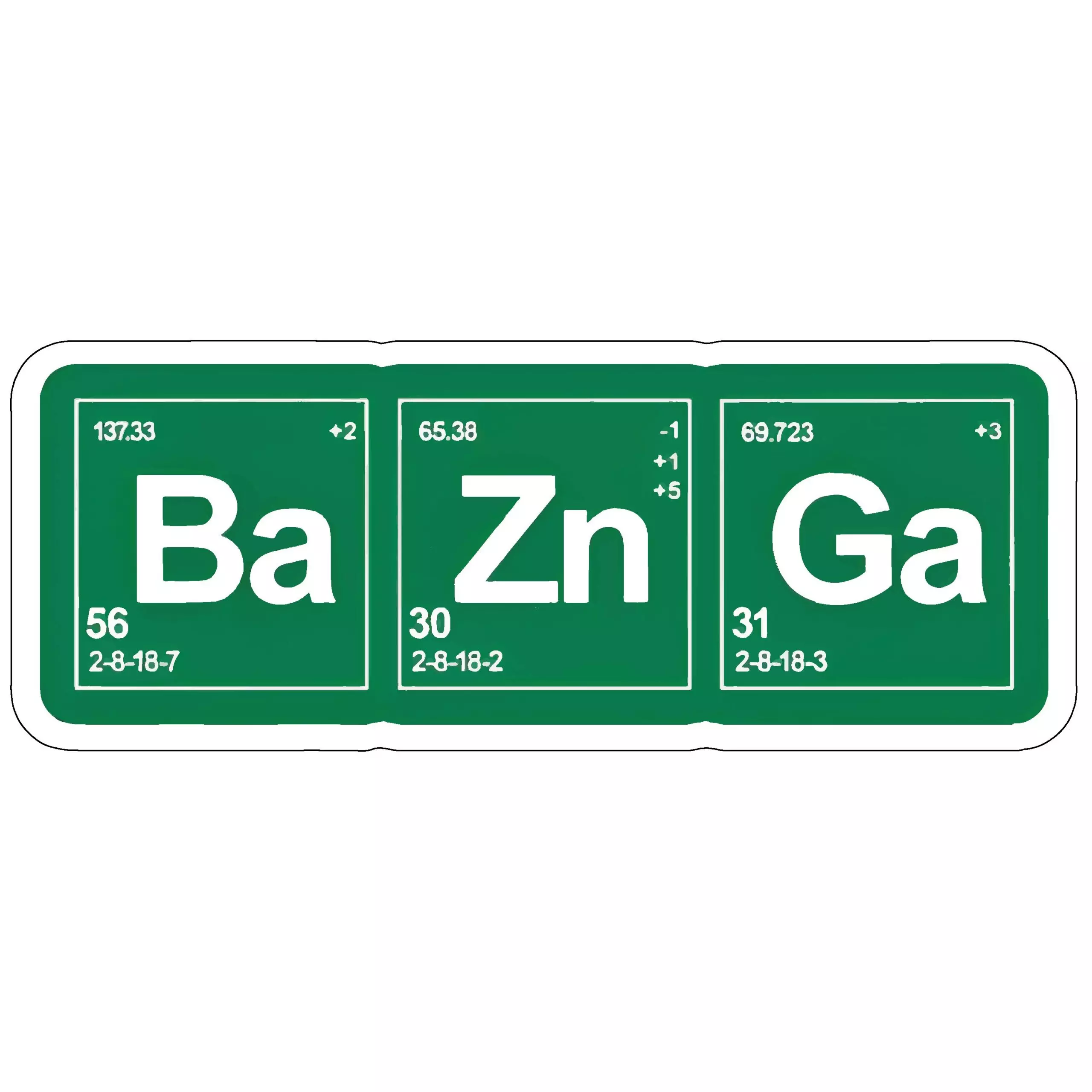 Ba Zn Ga - on periodic table - The Big Bang Theory - Sticker